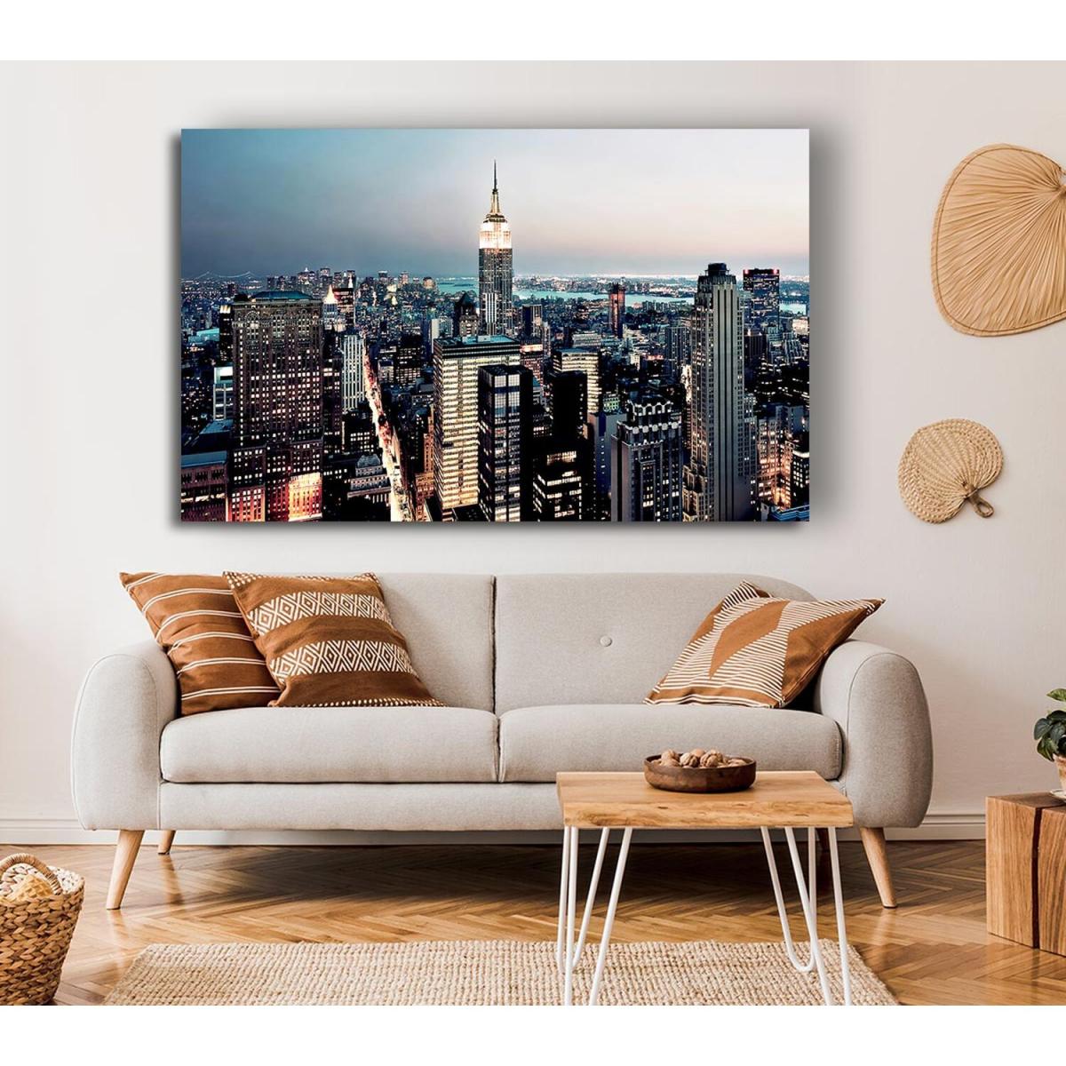 Empire State Building At Dusk Canvas Print Wall Art - Yellow / 81.28cm – image 3
