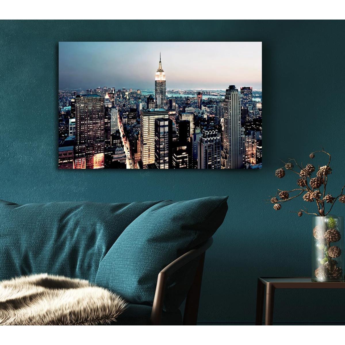 Empire State Building At Dusk Canvas Print Wall Art - Yellow / 81.28cm – image 4