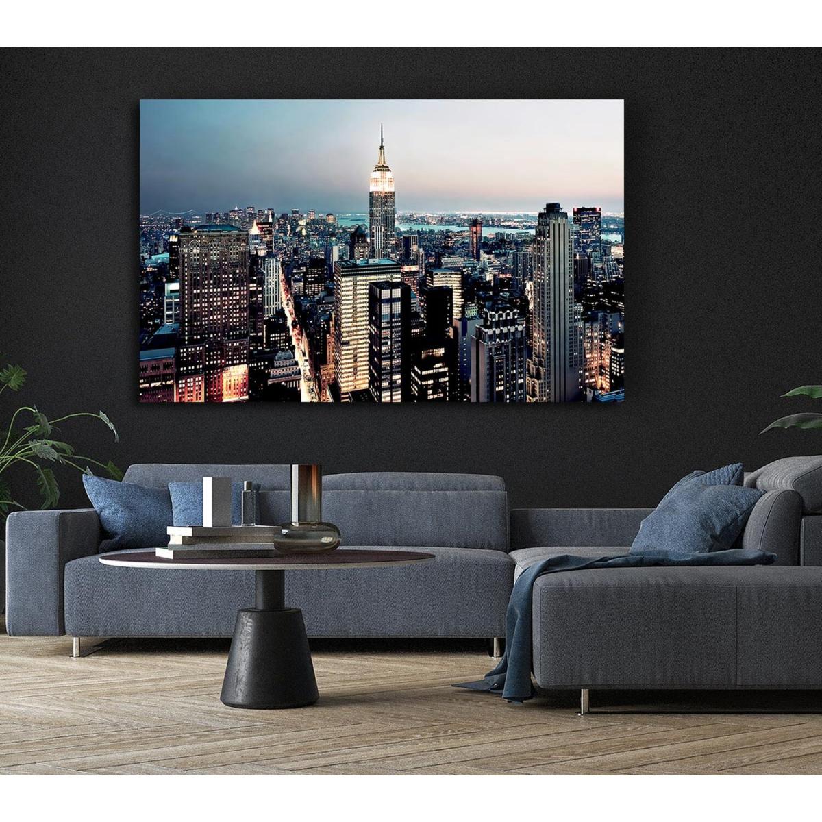 Empire State Building At Dusk Canvas Print Wall Art - Yellow / 81.28cm – image 5