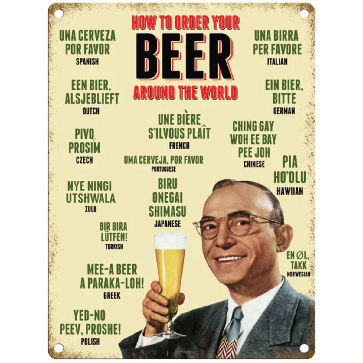 Small Metal Sign Beer How to Order your Beer - Yellow – image 2