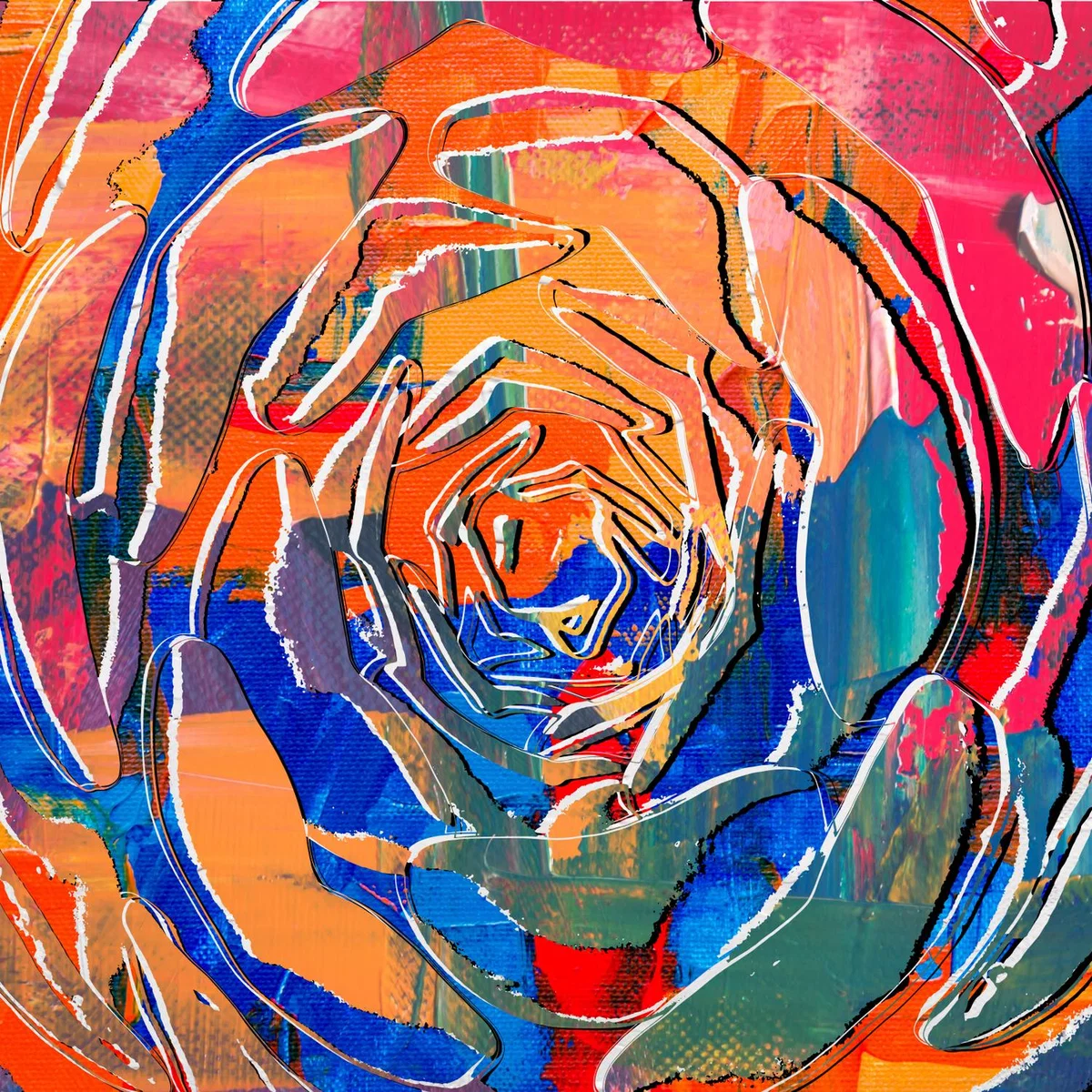 Colourful abstract Petals Nature Art Print - Neutral / 100cm