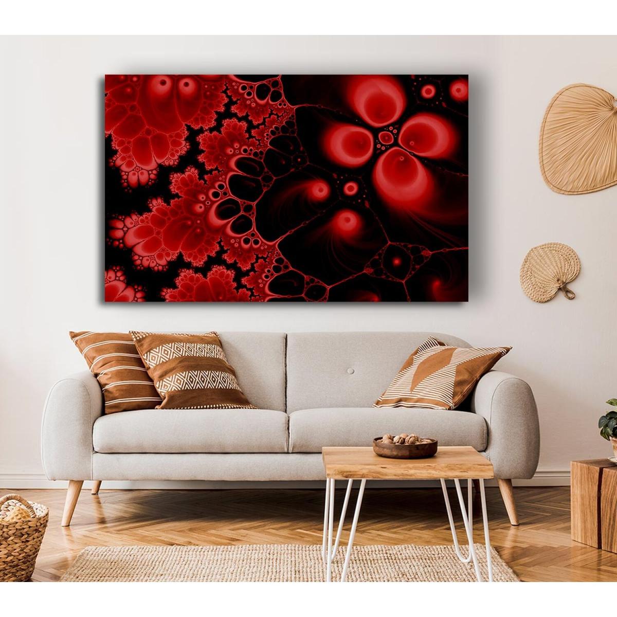 Red On Black Flourish Canvas Print Wall Art - Yellow / 50.8cm – image 3