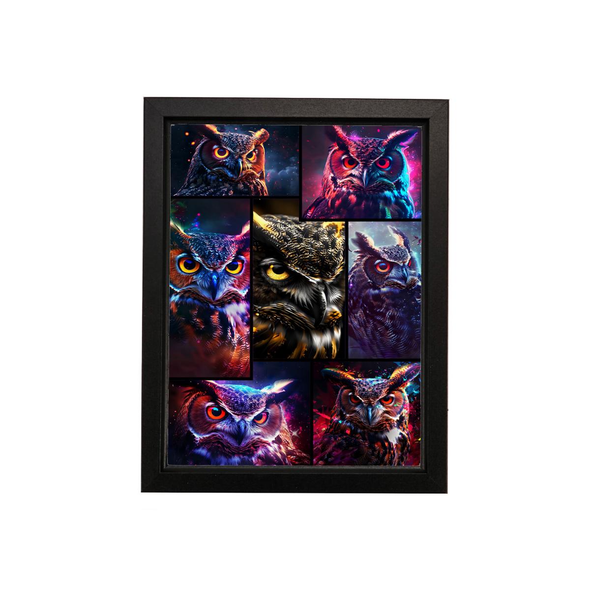 Owl Collage Metal Wall Art - Silver / 500g
