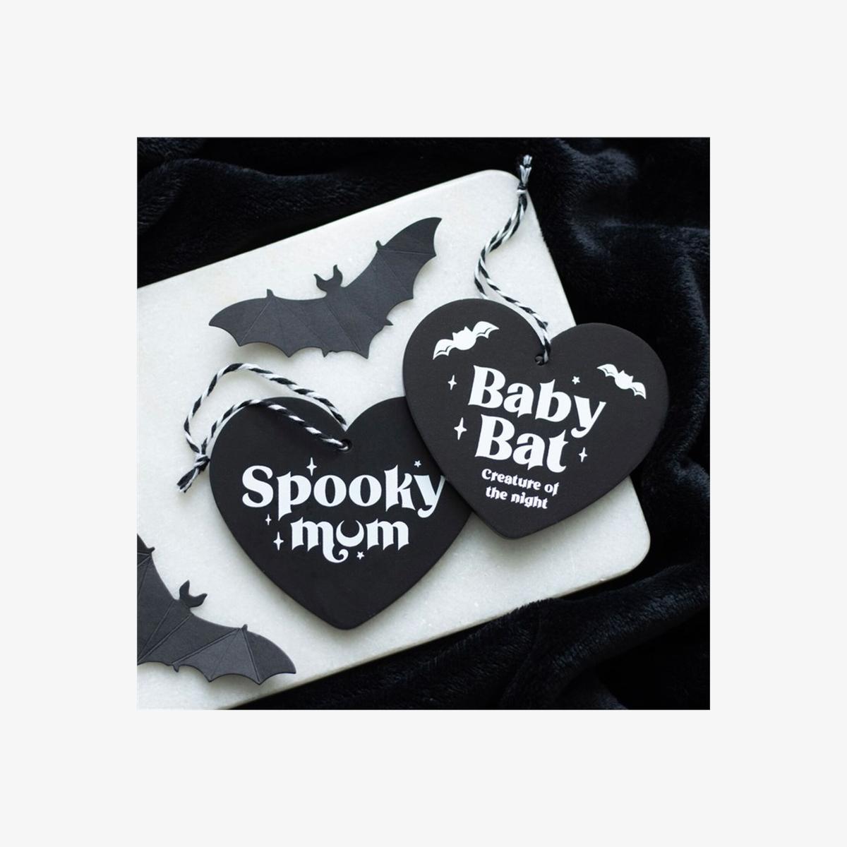 Baby Bat Creature Of The Night Hanging Heart Sign - Yellow