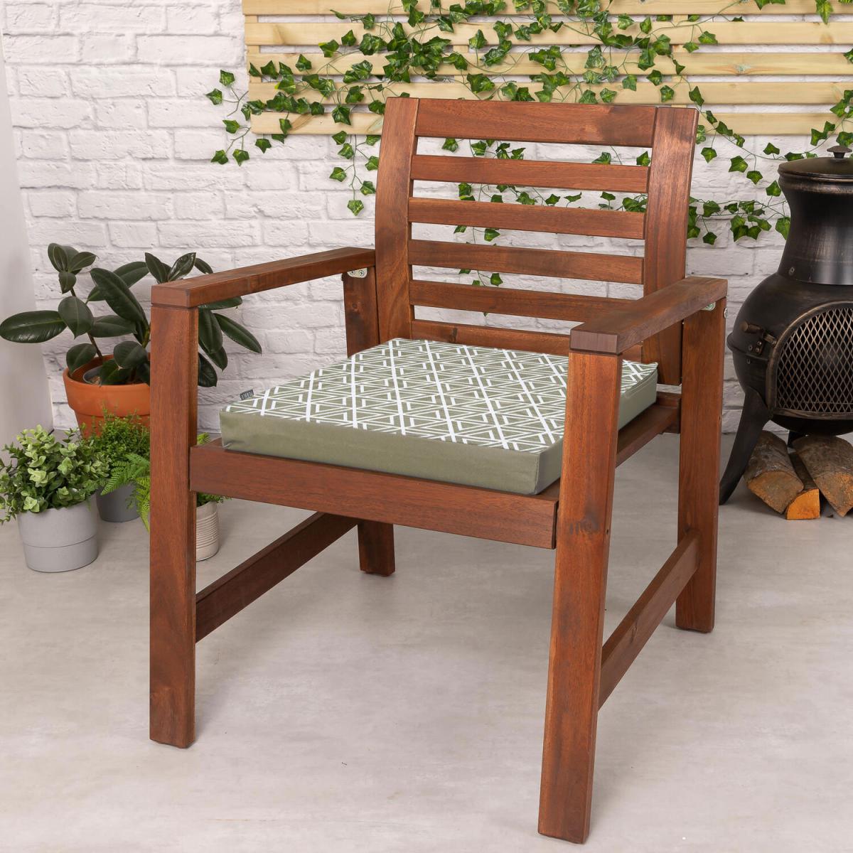 Medium Square Geometric Print Seat Pad - Green – image 2