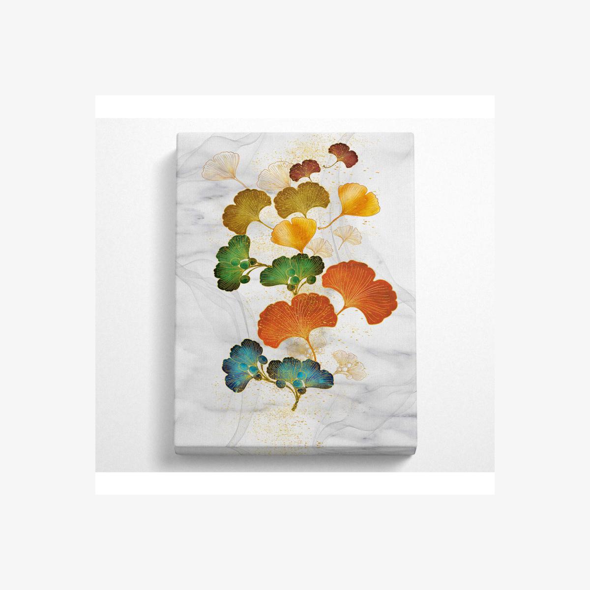 Coloured Leaves On White Canvas Print - Black / 50.8cm