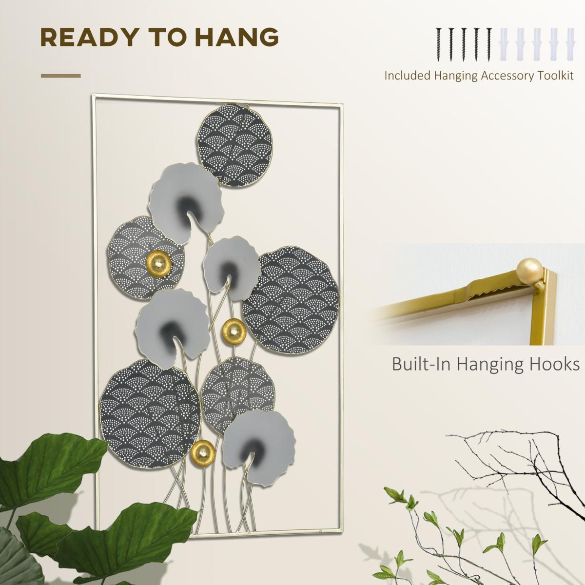 3D Wall Art Modern Lotus Leaves Hanging Wall Sculpture Home Decor - Multi-Colour – image 3
