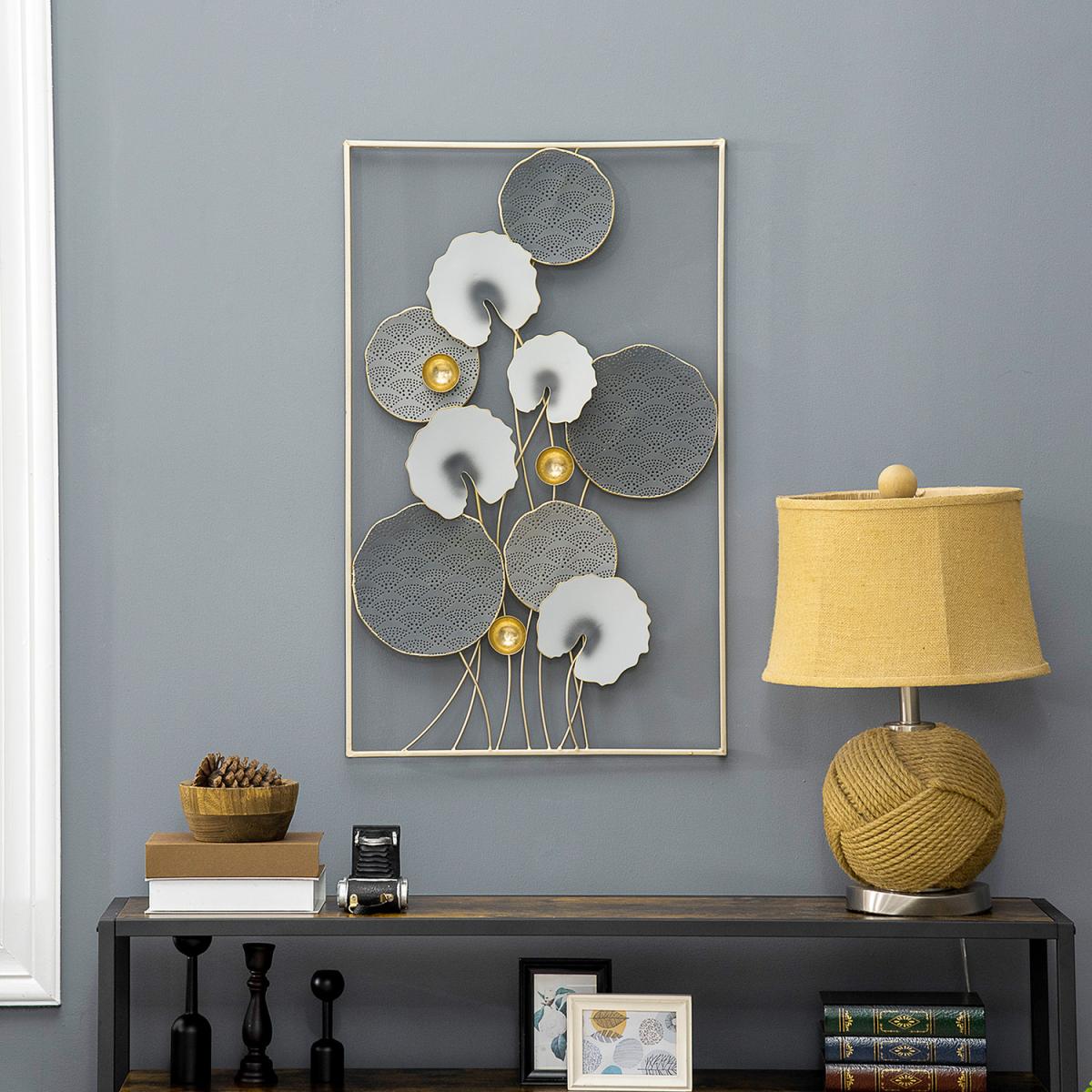 3D Wall Art Modern Lotus Leaves Hanging Wall Sculpture Home Decor - Multi-Colour – image 1