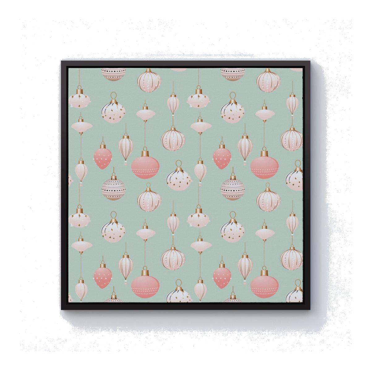 Christmas Decorations Pink And Green Canvas Print - Green / 101.6cm / Black Frame