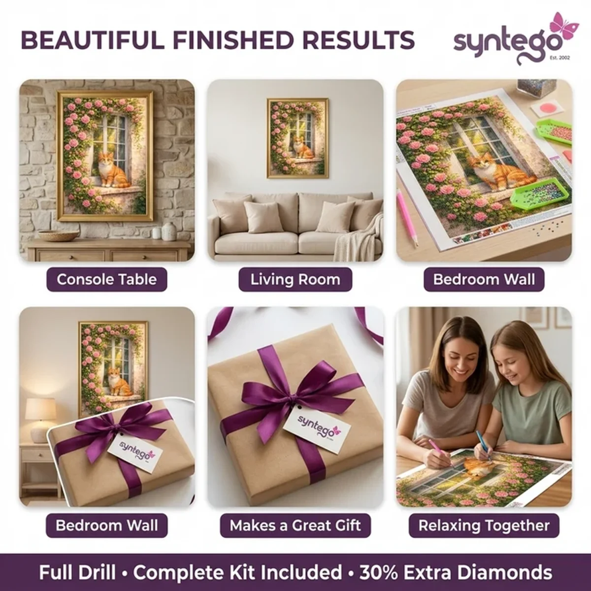 Window with Roses and Cat DIY Diamond Painting Kit - Multi – image 7