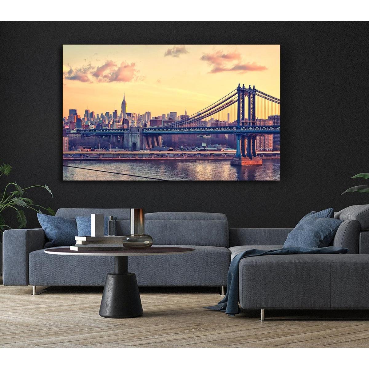 Bay Bridge New York Canvas Print Wall Art - Yellow / 66.04cm – image 6