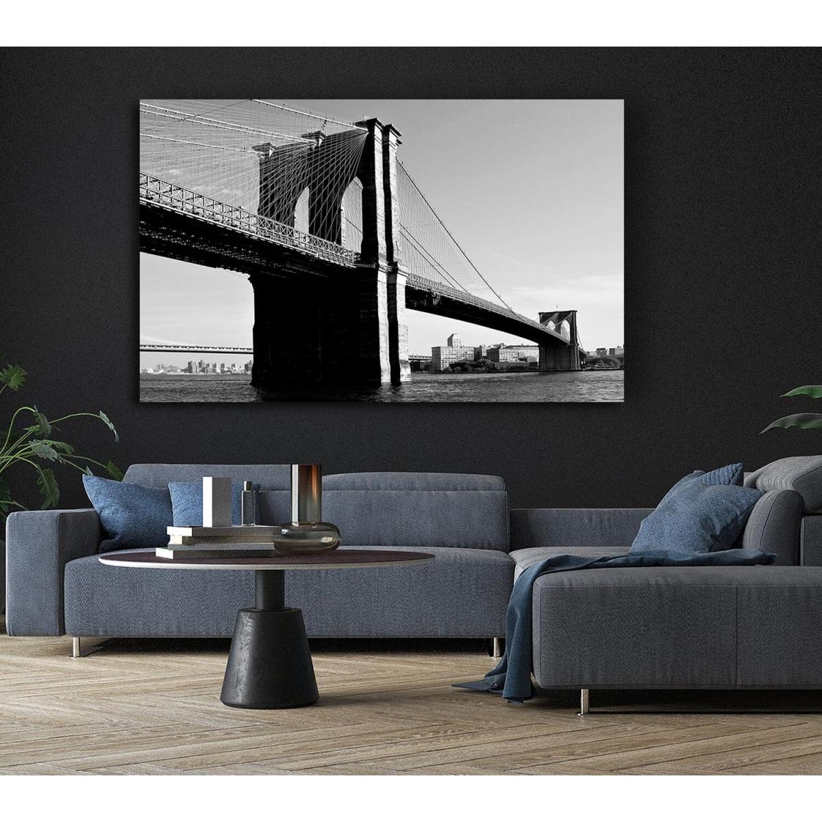 Brooklyn Bridge B n W Canvas Print Wall Art - Yellow / 81.28cm – image 5