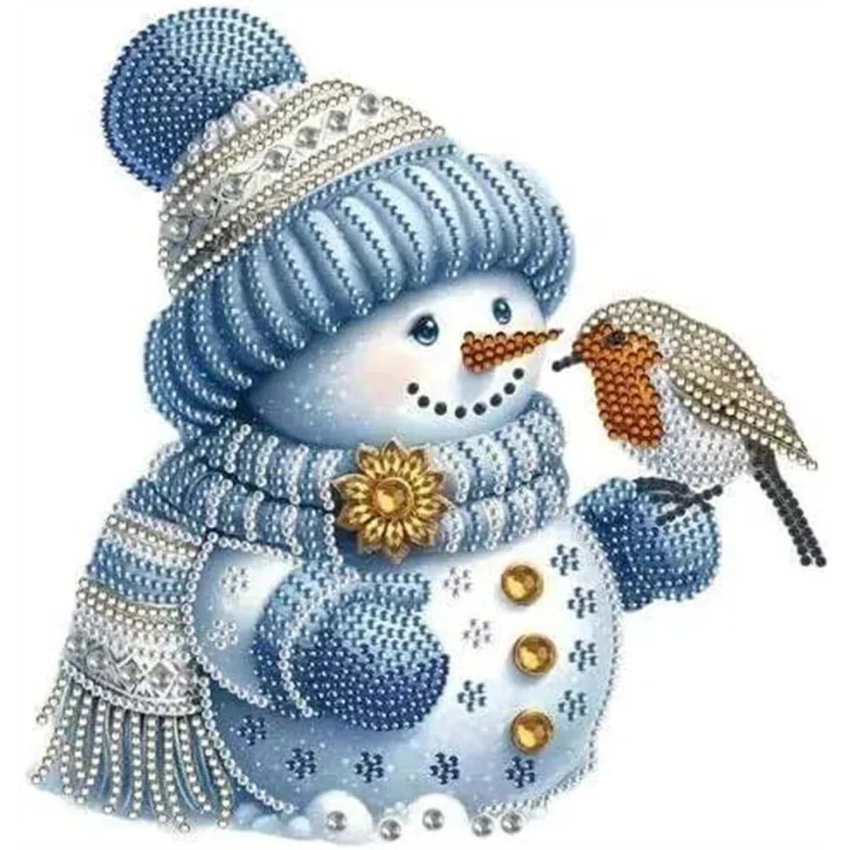 Snowman and Robin Diamond Art Painting Kit - multi – image 2