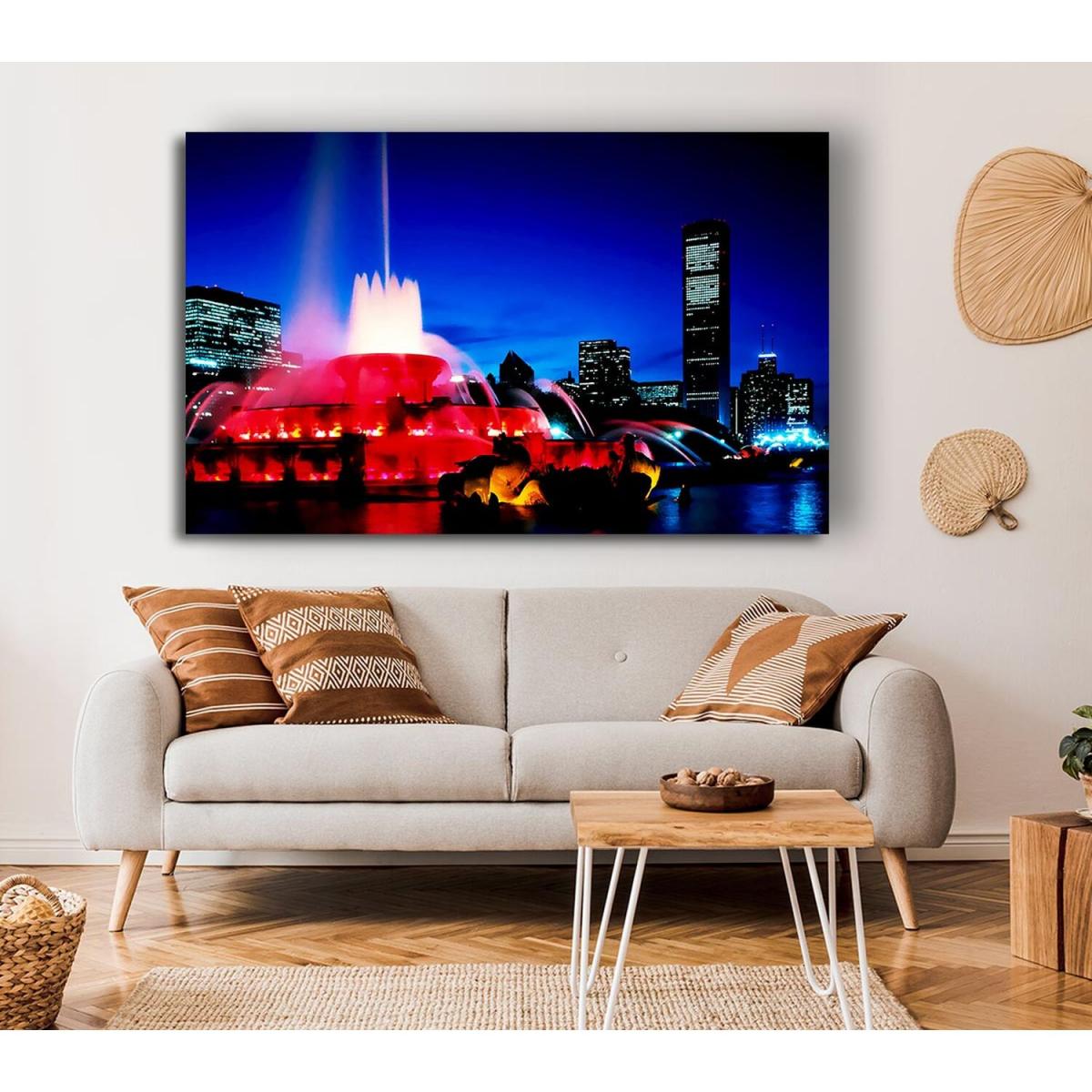 City Fountain Of Youth Canvas Print Wall Art - Yellow / 81.28cm – image 3