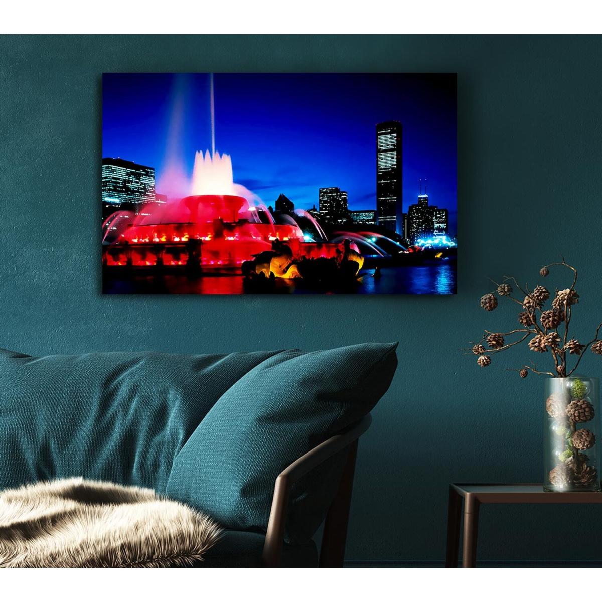 City Fountain Of Youth Canvas Print Wall Art - Yellow / 81.28cm – image 4