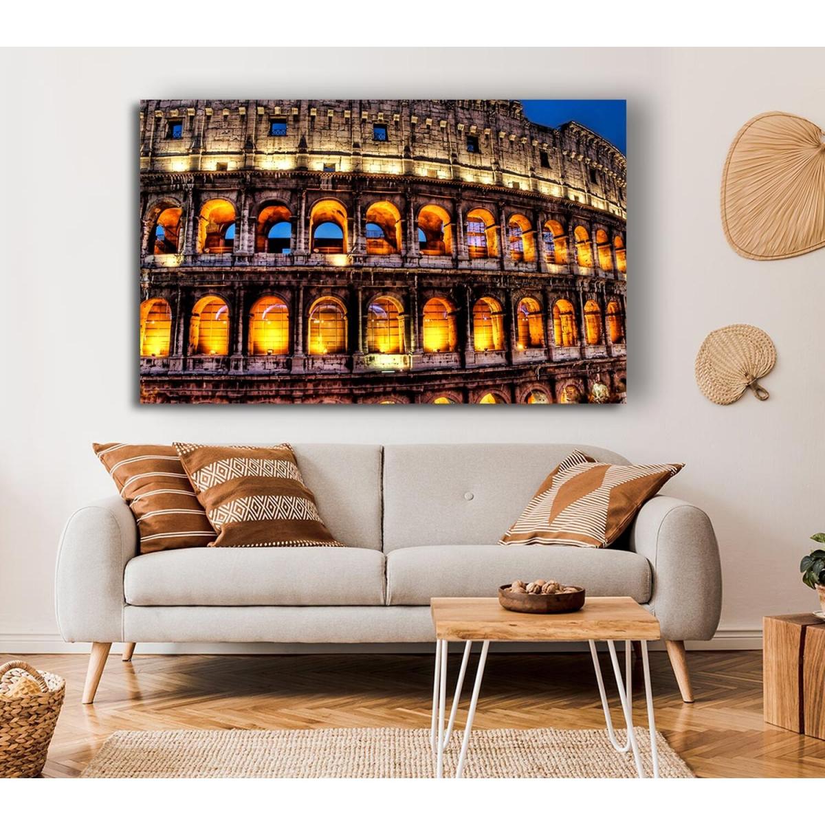 Colosseum Night Lights Canvas Print Wall Art - Yellow / 35.56cm – image 3