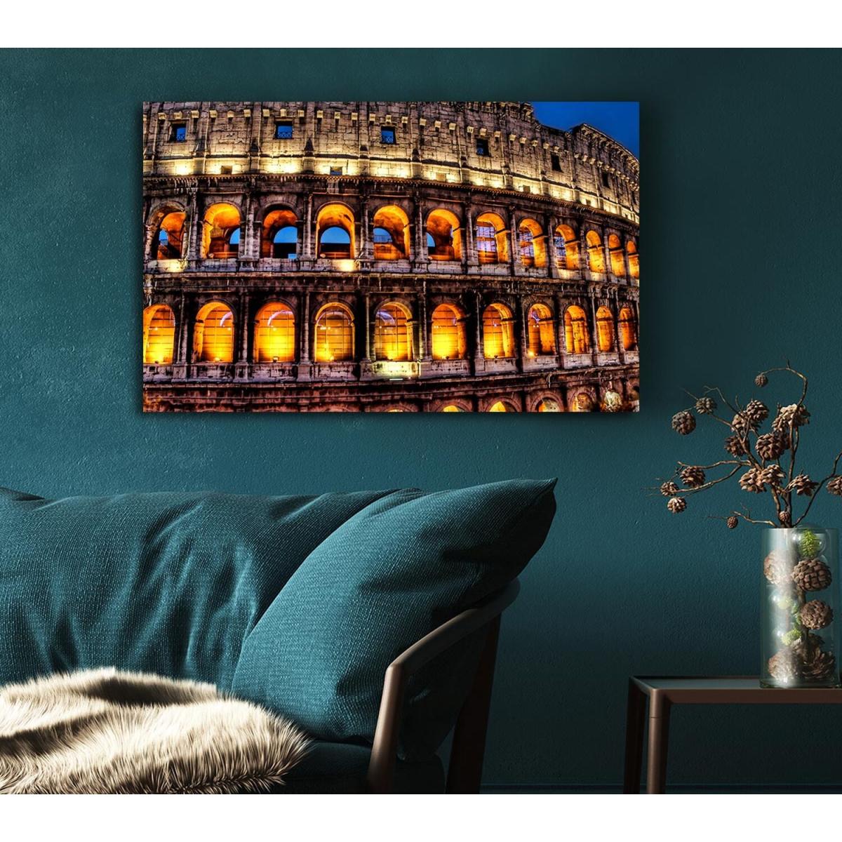 Colosseum Night Lights Canvas Print Wall Art - Yellow / 35.56cm – image 4
