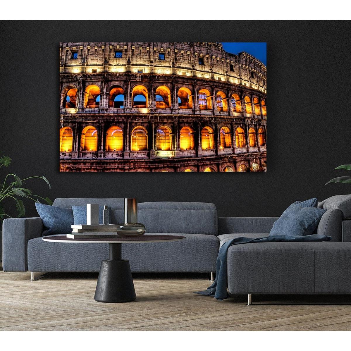 Colosseum Night Lights Canvas Print Wall Art - Yellow / 35.56cm – image 5