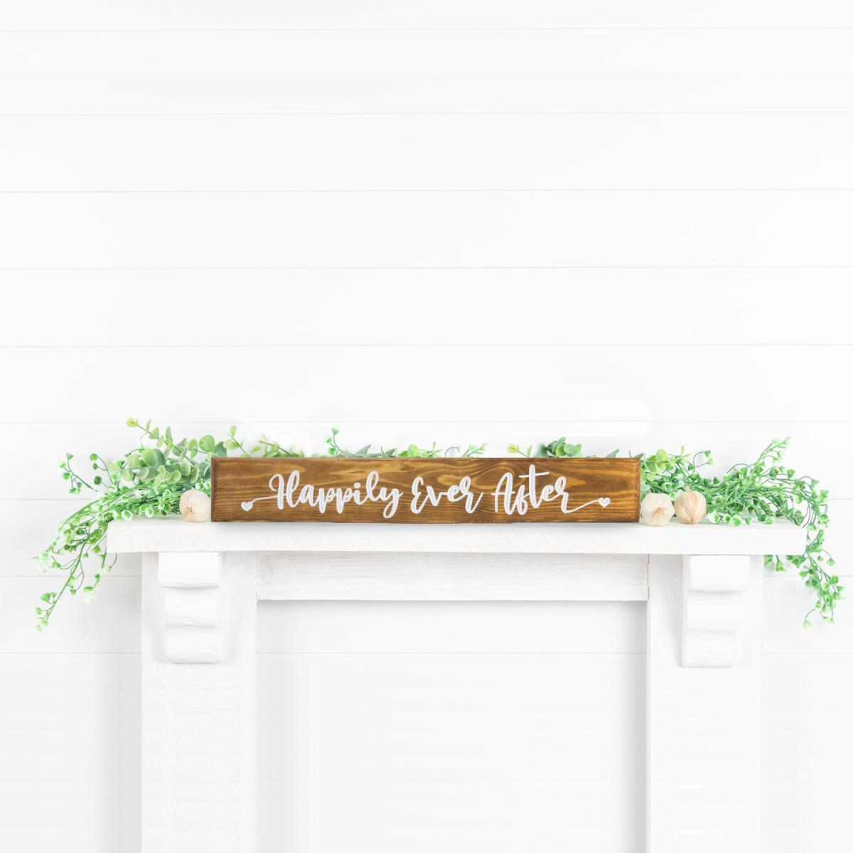 Engraved Wooden Happily Ever After Sign - Brown – image 2