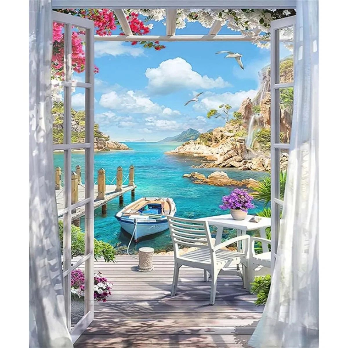 Boat Dock Landscape Diamond Painting Kit - Multi – image 5