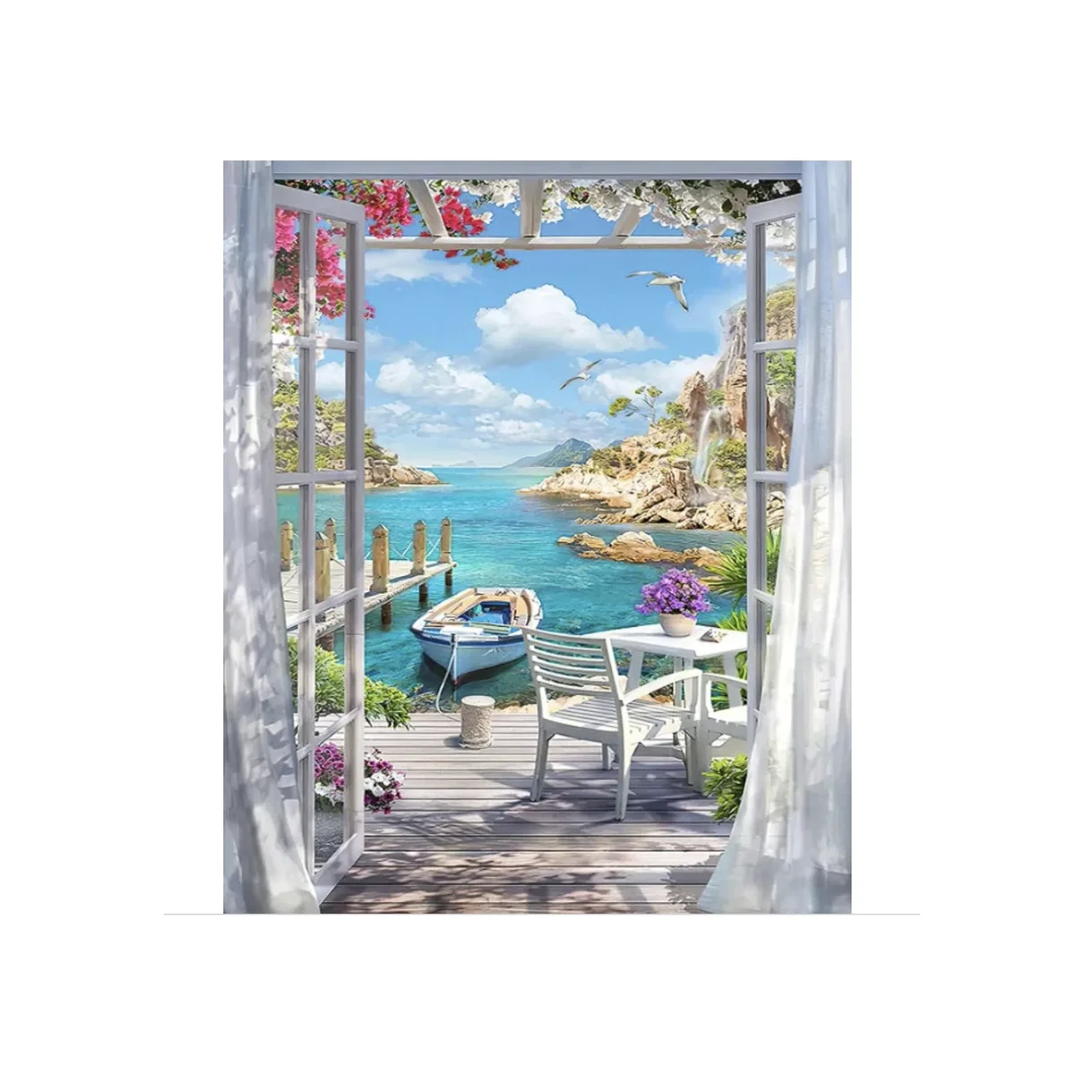 Boat Dock Landscape Diamond Painting Kit - Multi – image 1