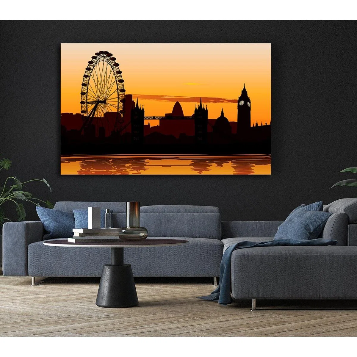 London Morning Reflection Glow Canvas Print Wall Art - Yellow / 50.8cm – image 5