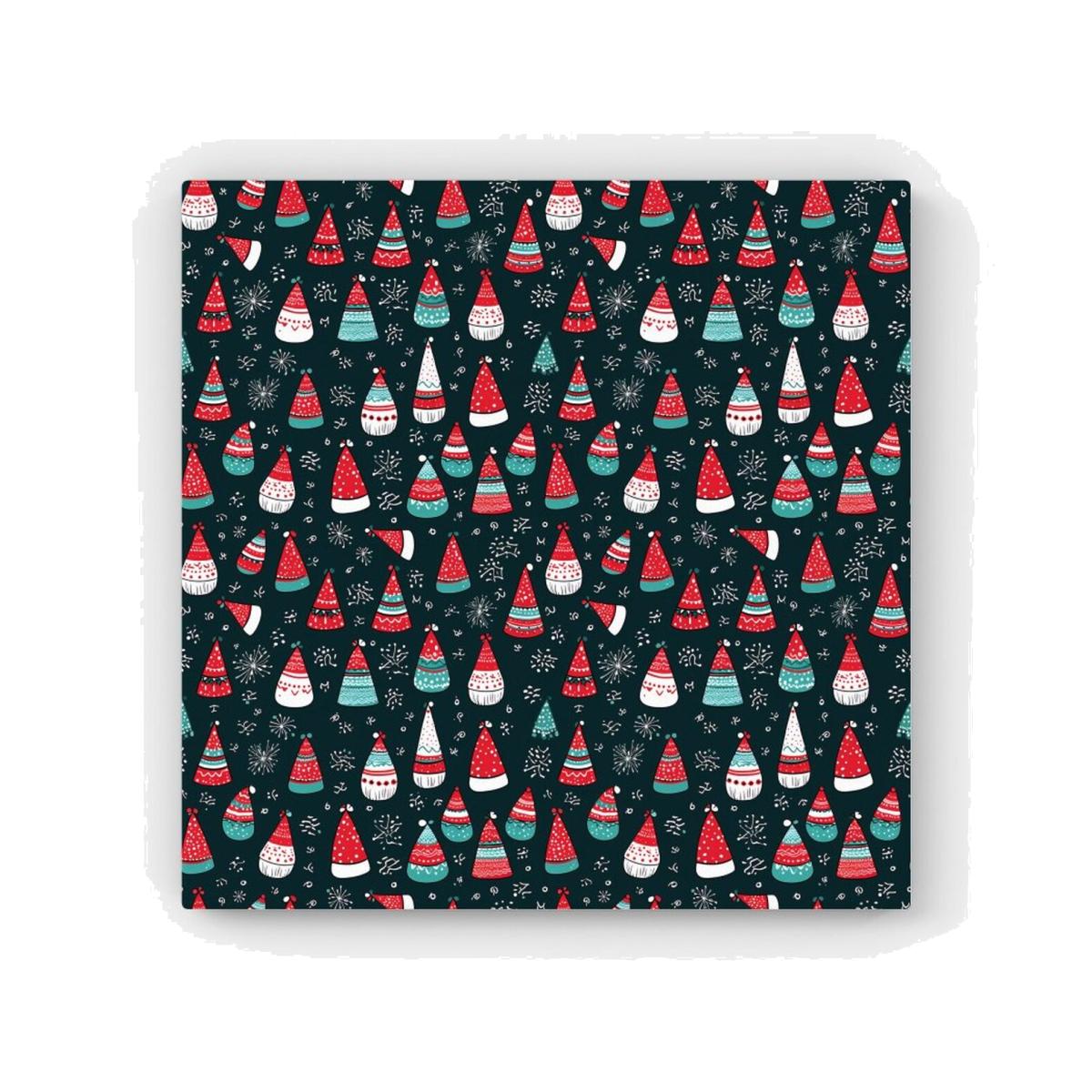 Hand Drawn Cheerful Santa Hats Canvas Print - Red / 25.4cm