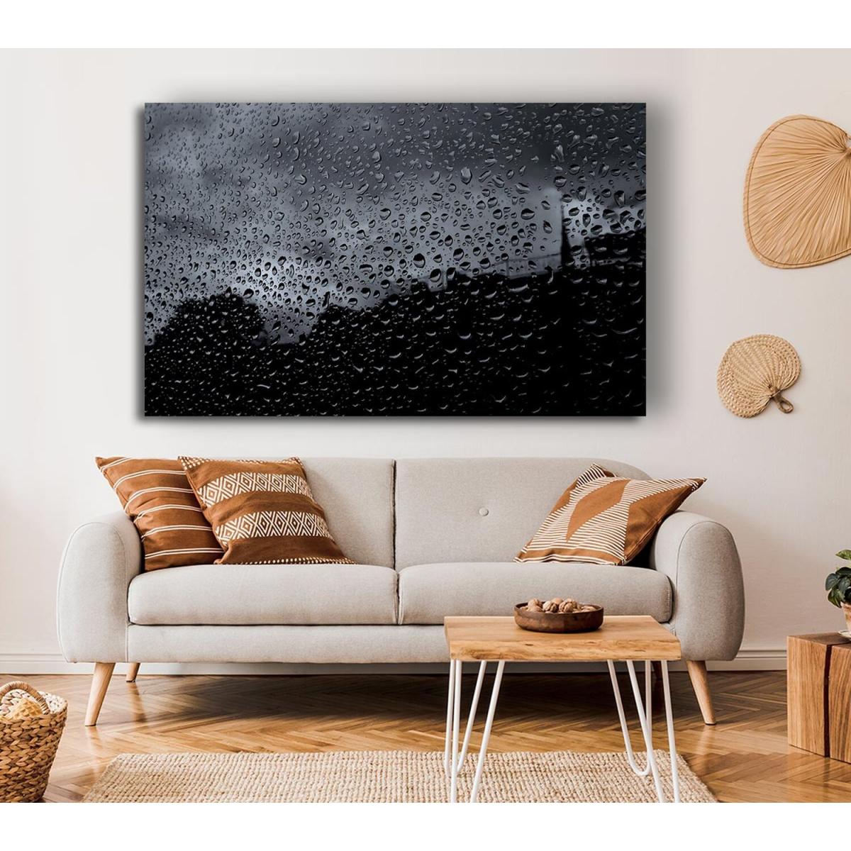 City In The Rain Canvas Print Wall Art - Yellow / 101.6cm – image 4
