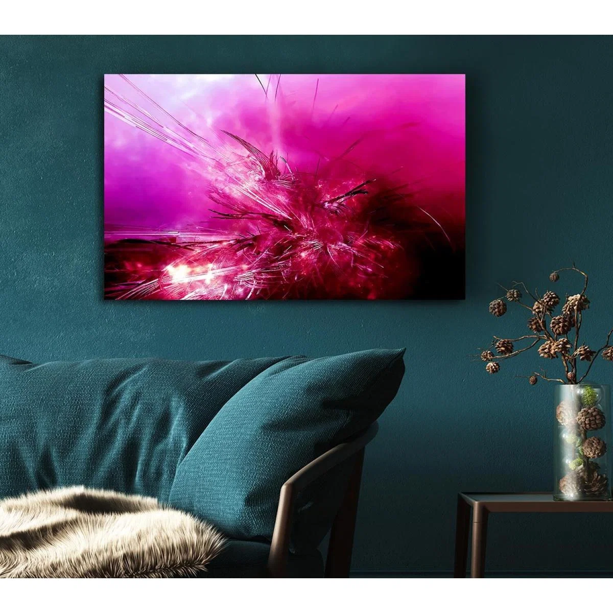 Pink Fury Canvas Print Wall Art - Yellow / 66.04cm – image 4