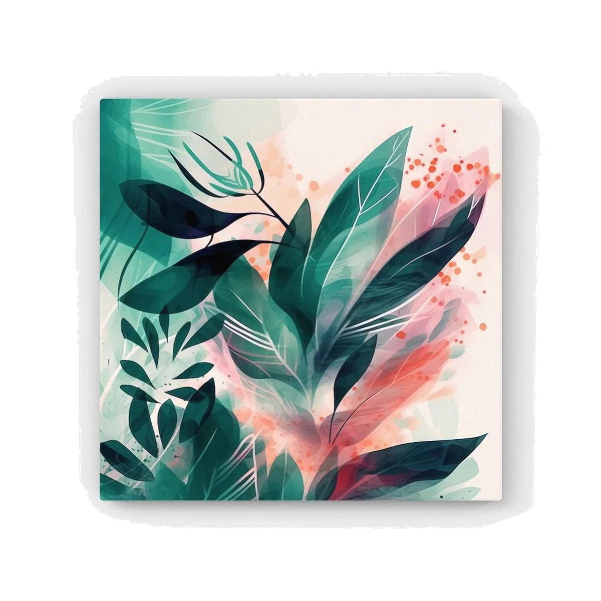 Green Feather leaves Tropical HD Metal Print - Green / 30cm