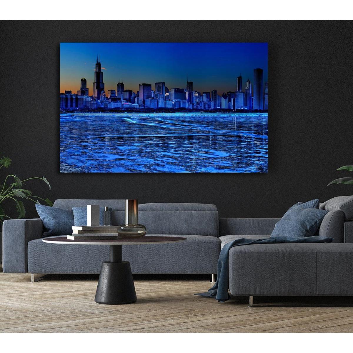 Chicago Ice Blue Waters Canvas Print Wall Art - Yellow / 50.8cm – image 6