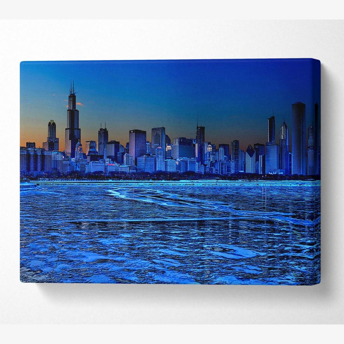 Chicago Ice Blue Waters Canvas Print Wall Art - Yellow / 50.8cm – image 1