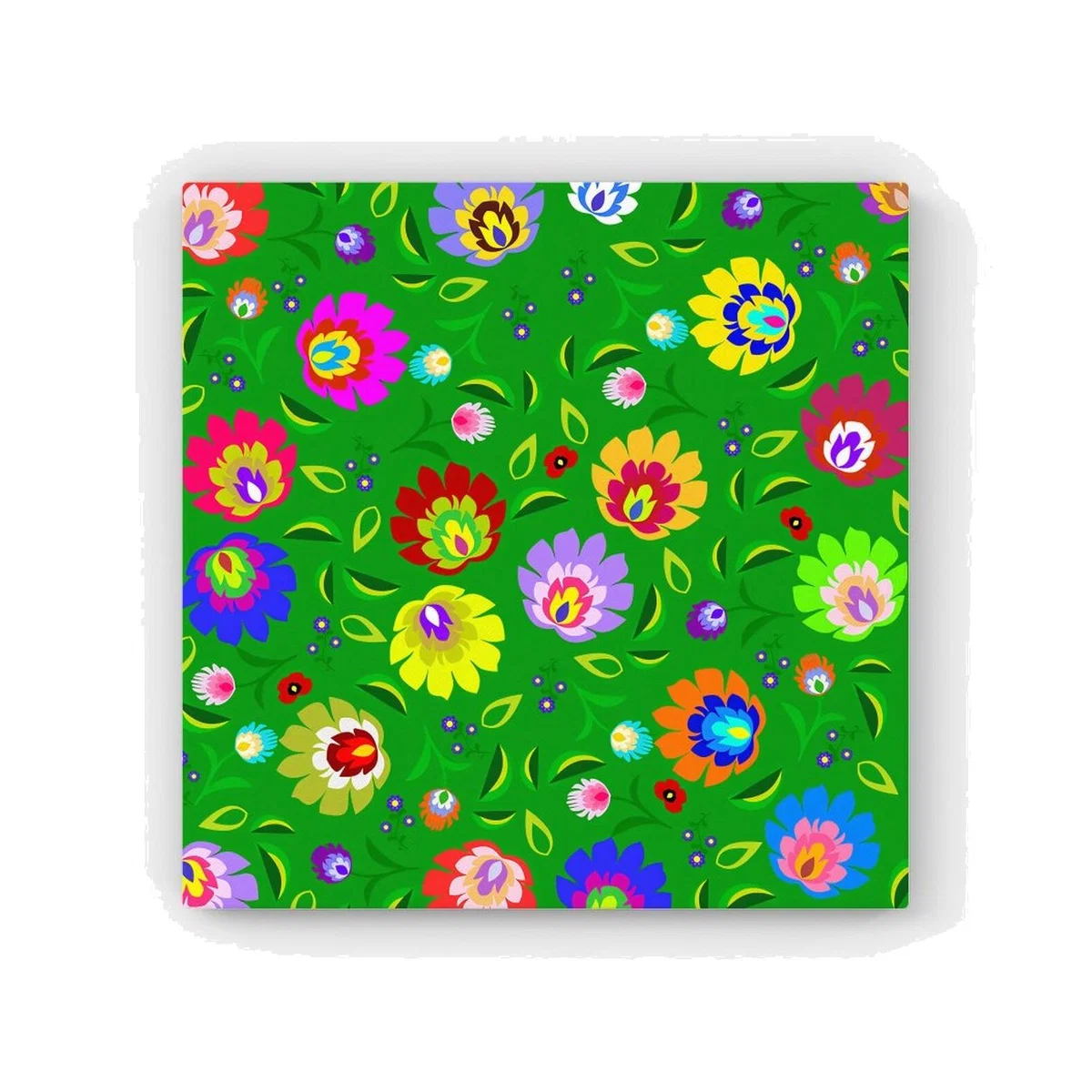 Polish Folk Floral HD Metal Print - Green / 30cm