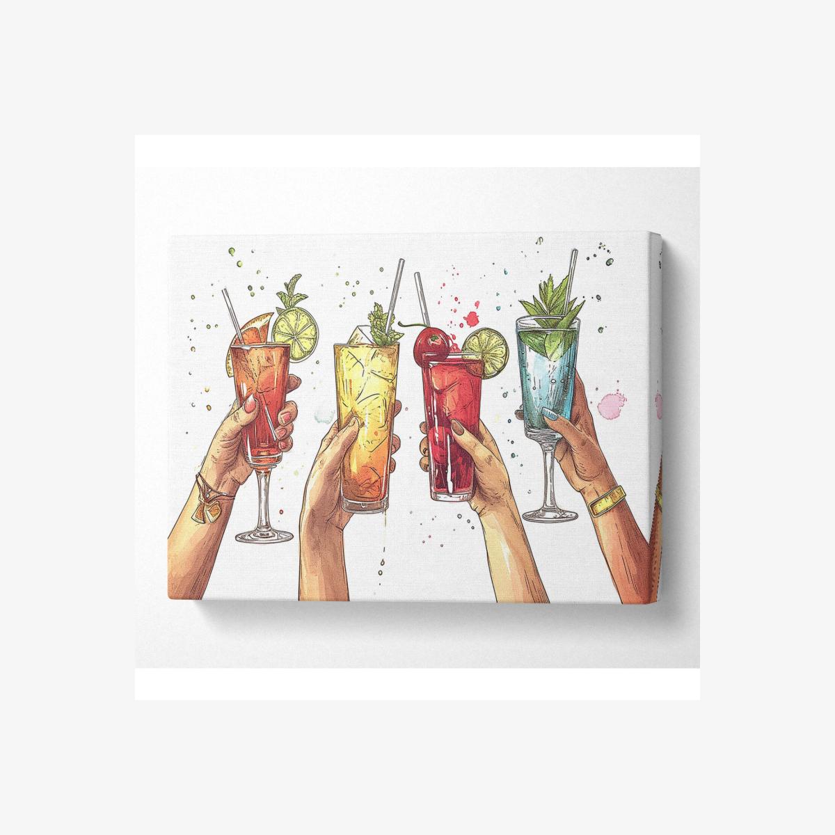 Cheers Summer Drinks Canvas Print - Black / 66.04cm