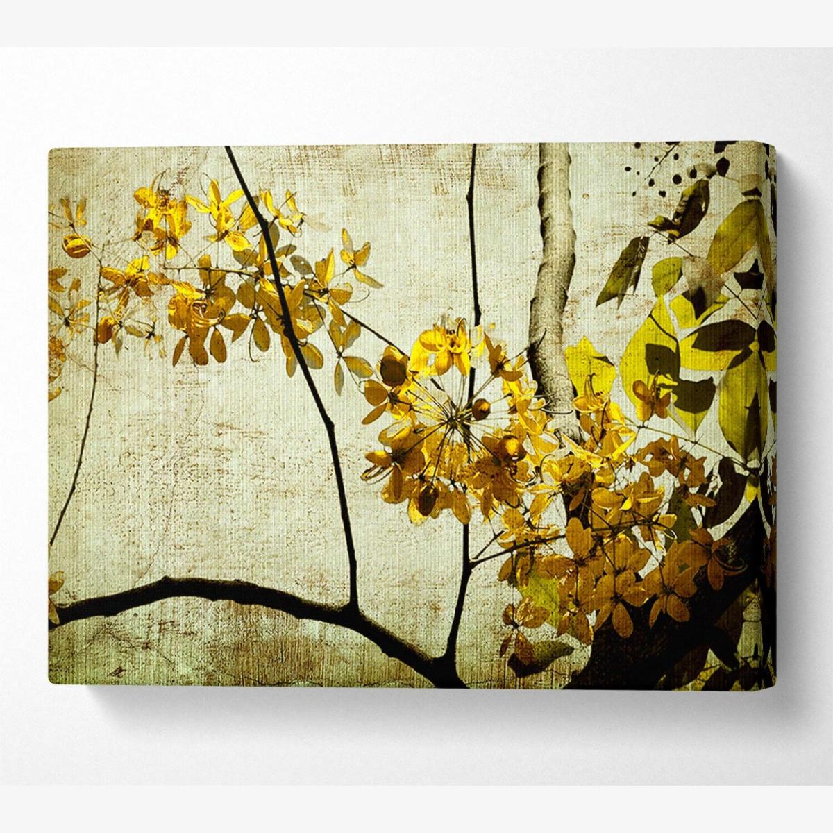 The Golden Winter Leaves Canvas Print Wall Art - Yellow / 81.28cm – image 1