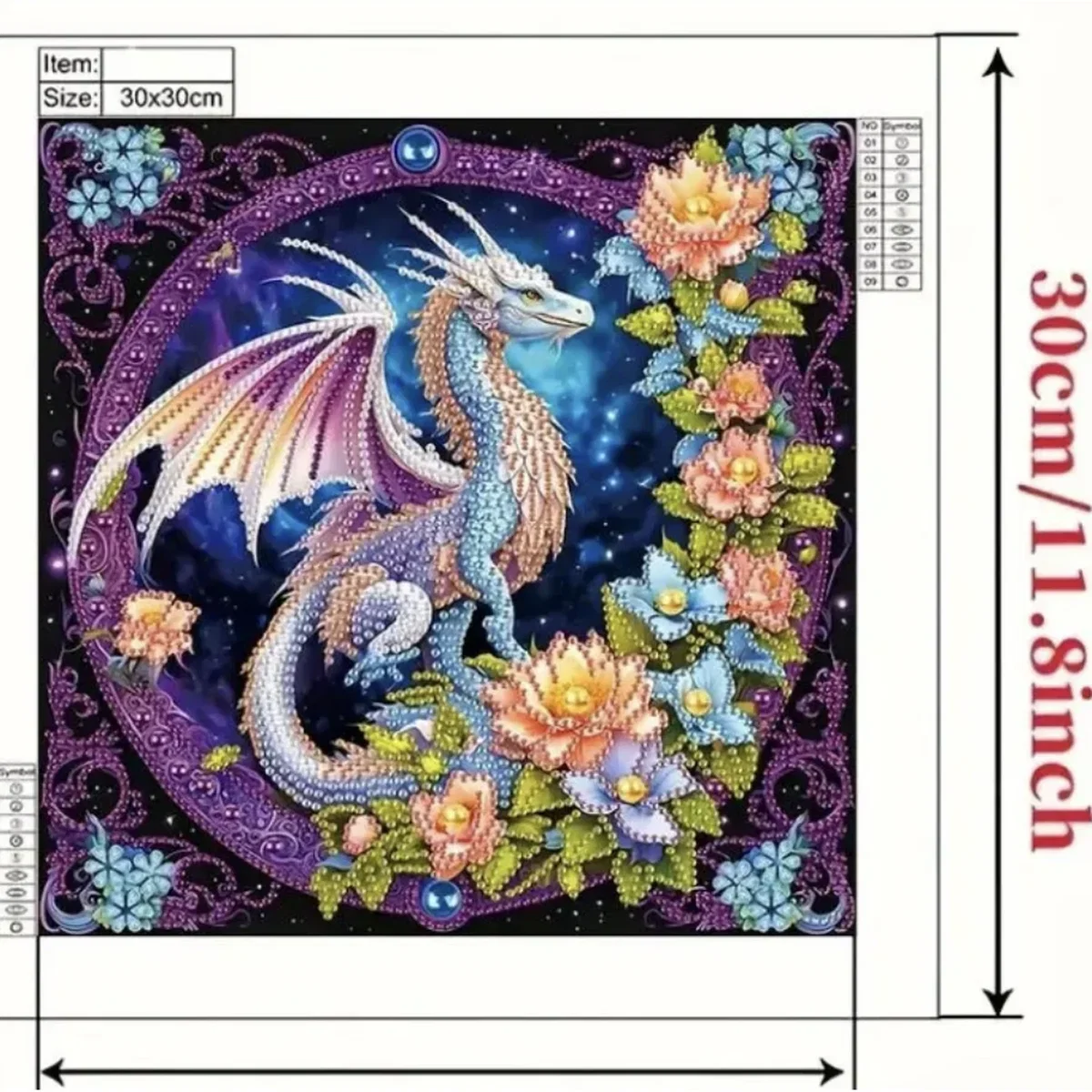 Floral Chinese Dragon Diamond Painting Kit - Multi – image 3