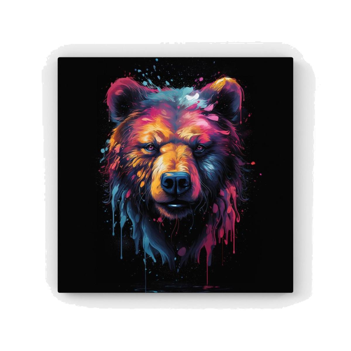 Splashart Bear Face Canvas Print - Brown / 101.6cm