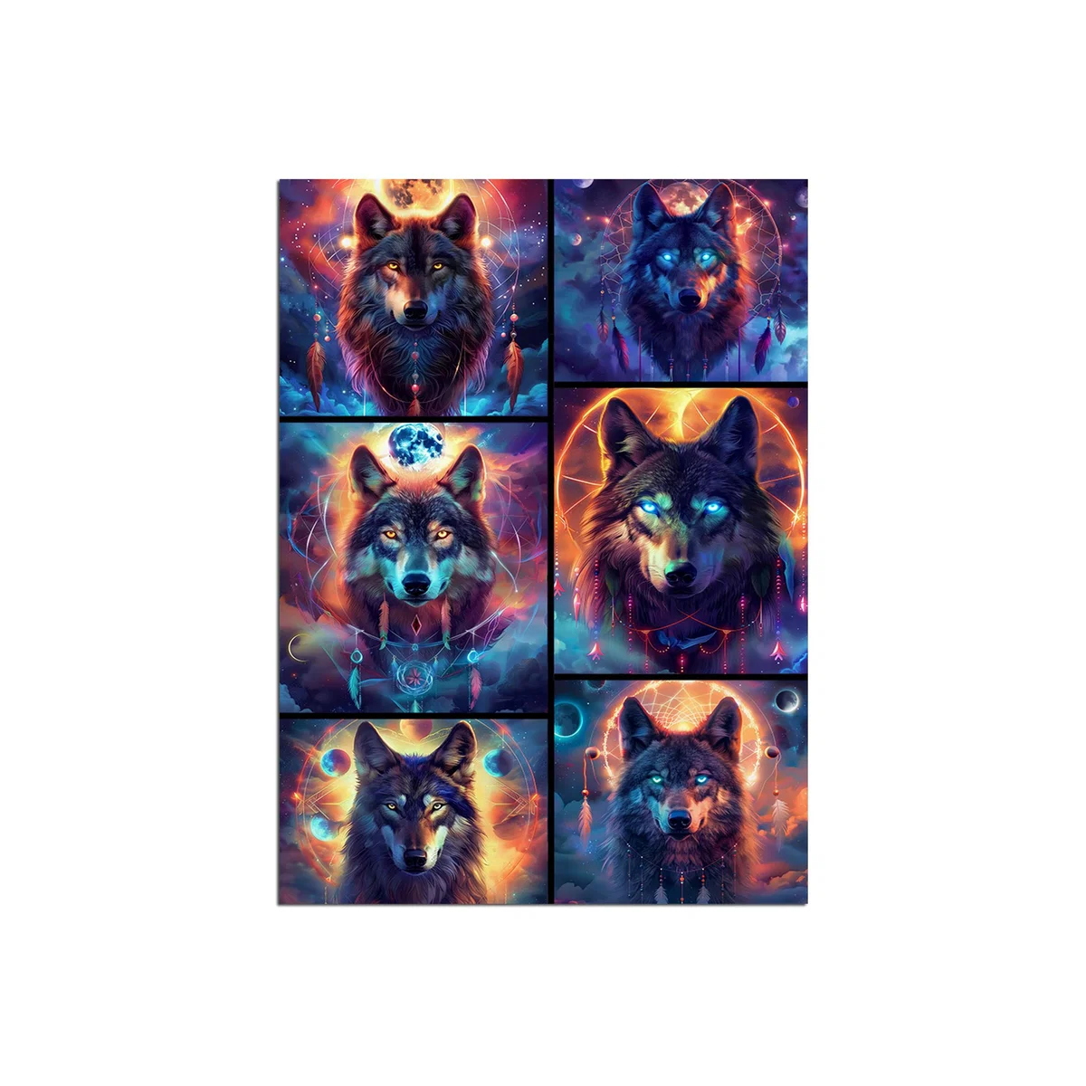 Wolves Collage Metal Wall Art - Silver / 200g