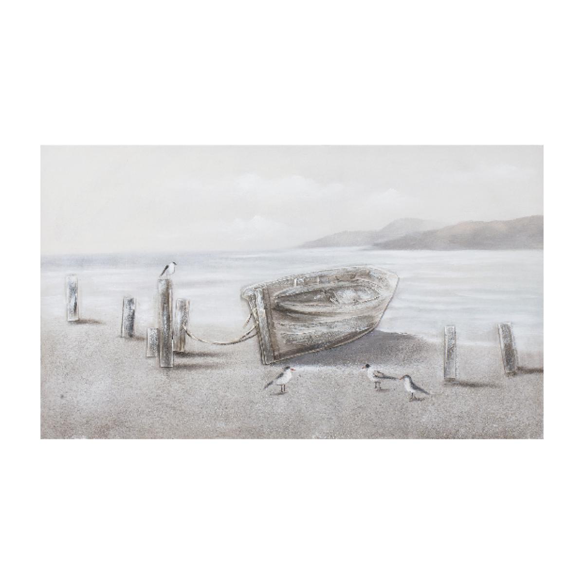Rowing Boat By Water Embellished Canvas
