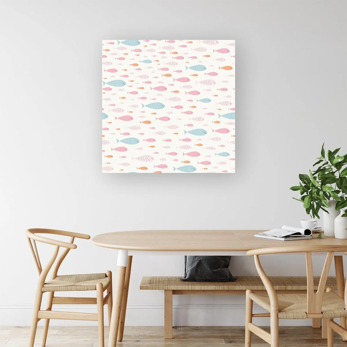 Hand Drawn Swimming Fish Canvas Print - Blue / Medium – image 2