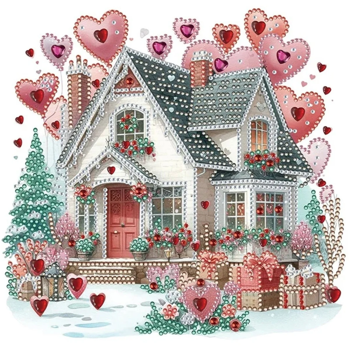 Magical Love Hearts House Diamond Art Painting - Multi – image 7
