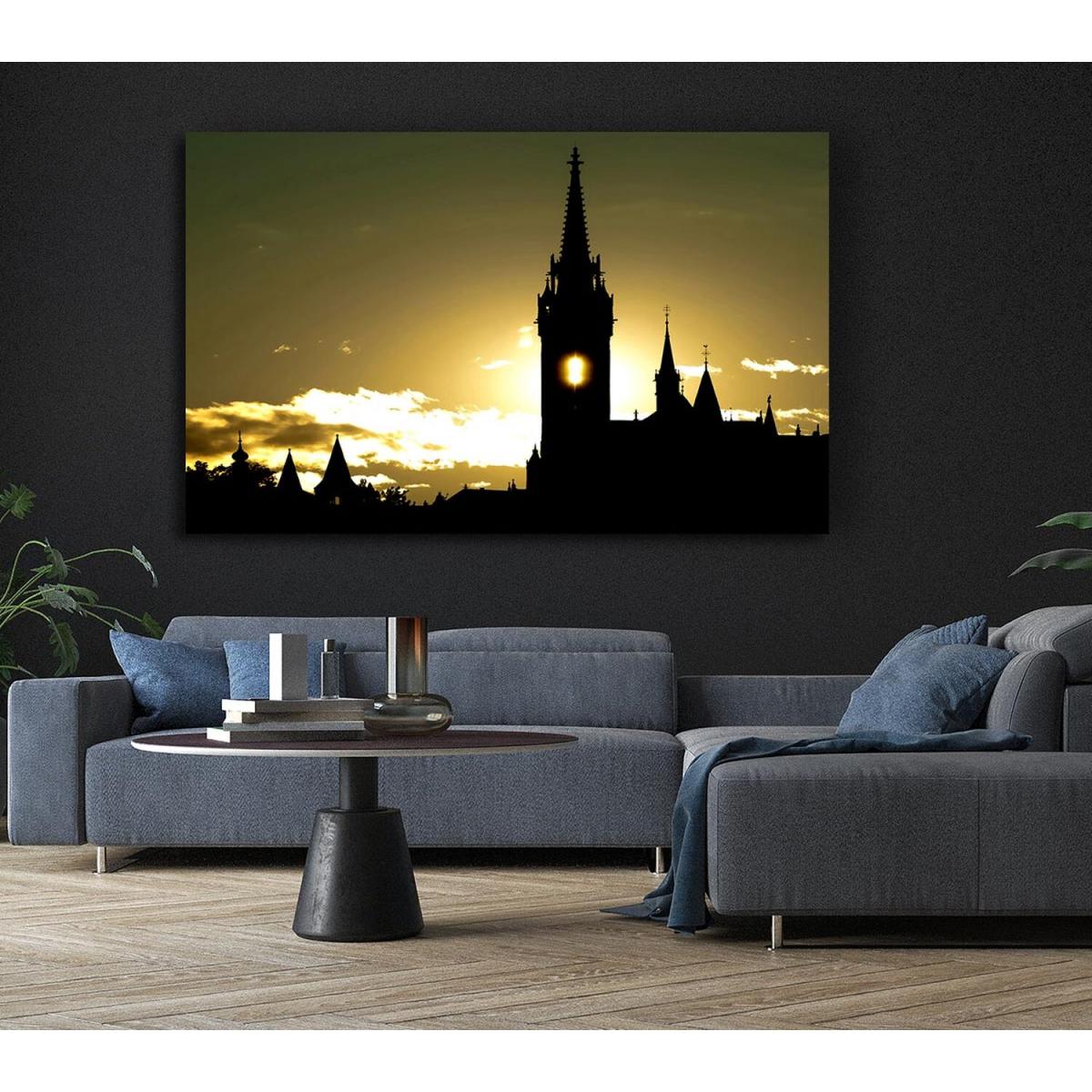 Matthias Church Silhouette Canvas Print Wall Art - Yellow / 66.04cm – image 6