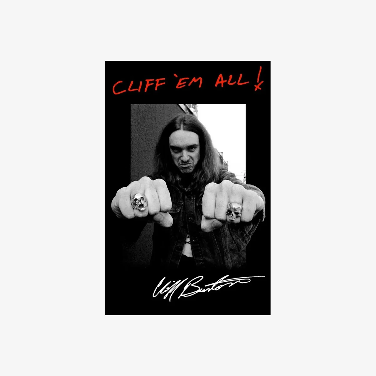 Metallica Cliff Em All Textile Poster - Black/White/Red