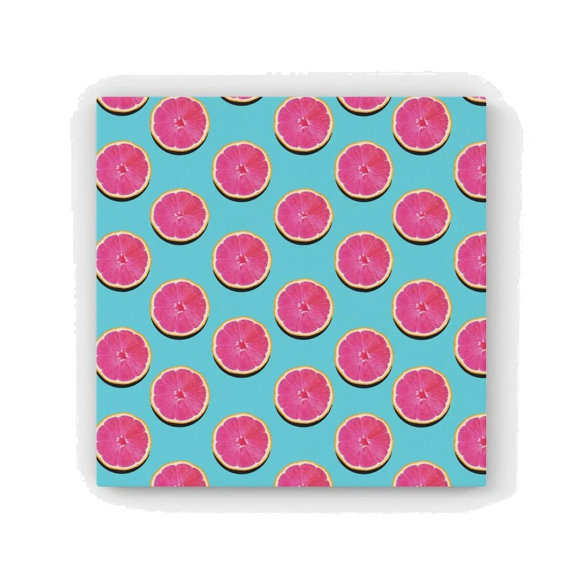 Fruity Pattern Of Pink Grapefruit HD Metal Print - Pink / 40cm