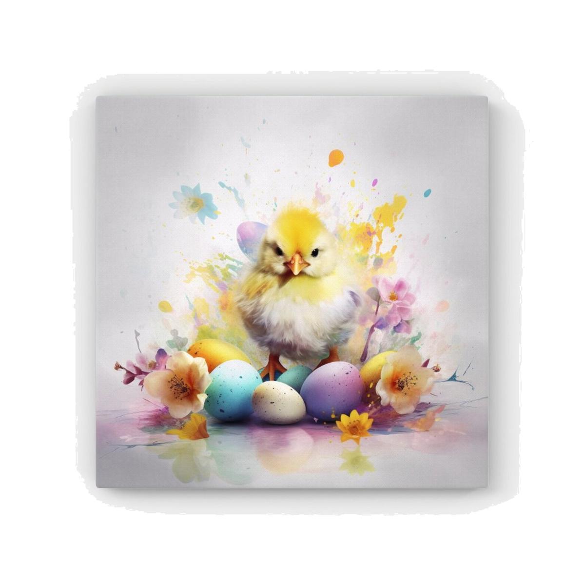 Easter Chick Splashart HD Metal Print - Yellow / 56cm