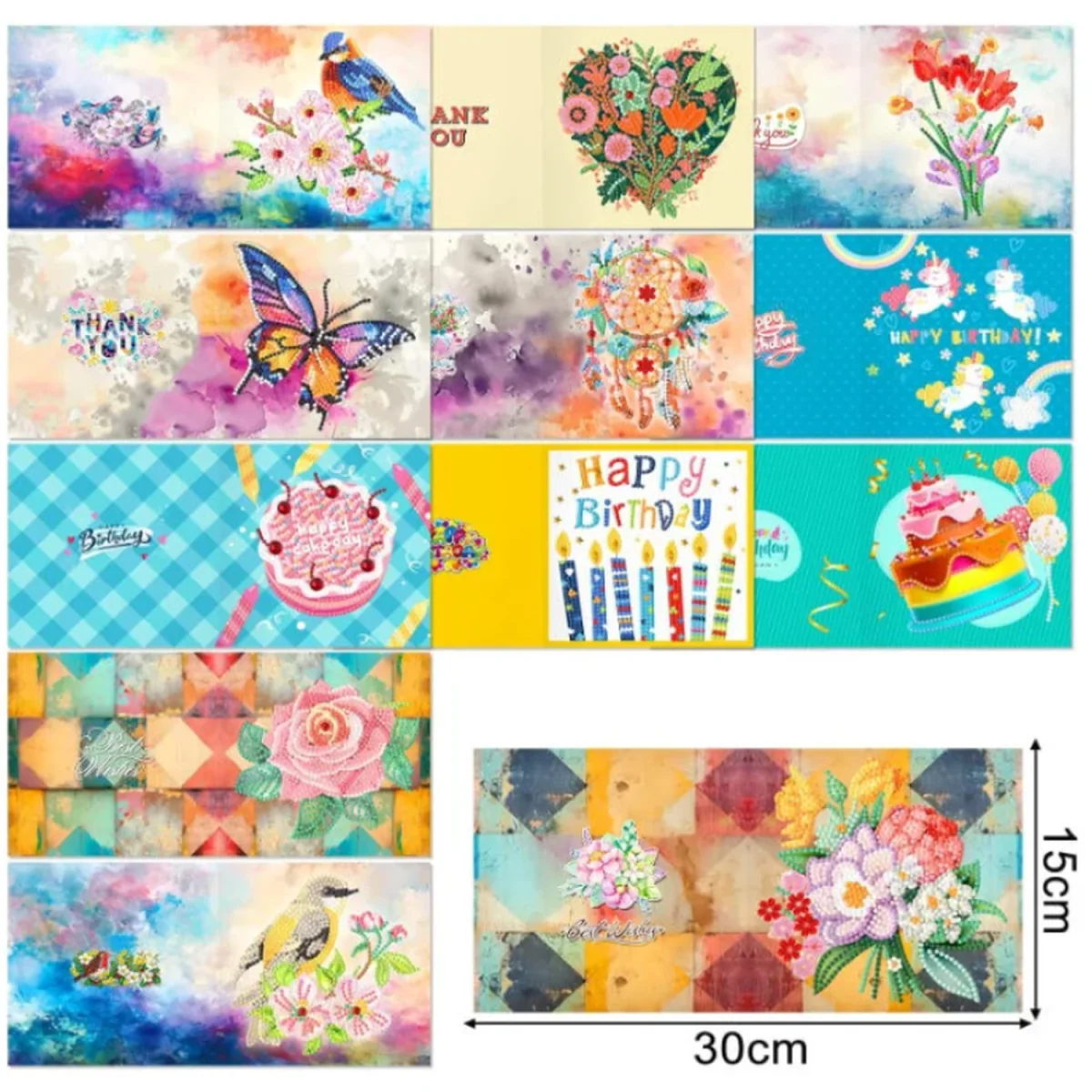 12 Birthday Diamond Painting Card Kits - Multi – image 4