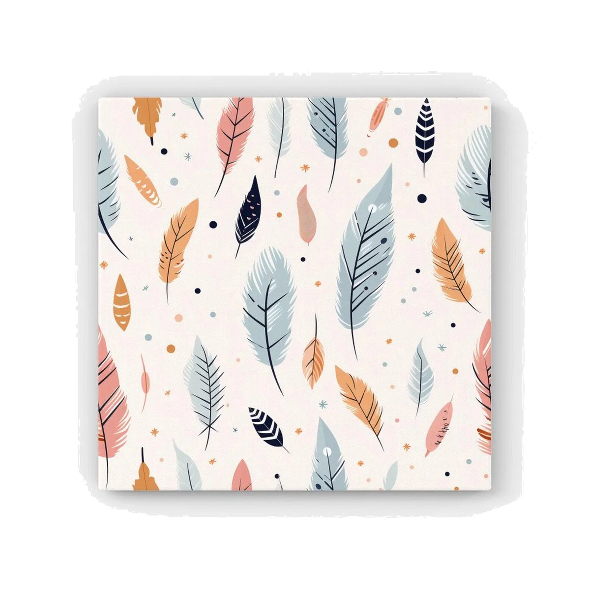 Pastel Feather Pattern HD Metal Print - Blue / 56cm