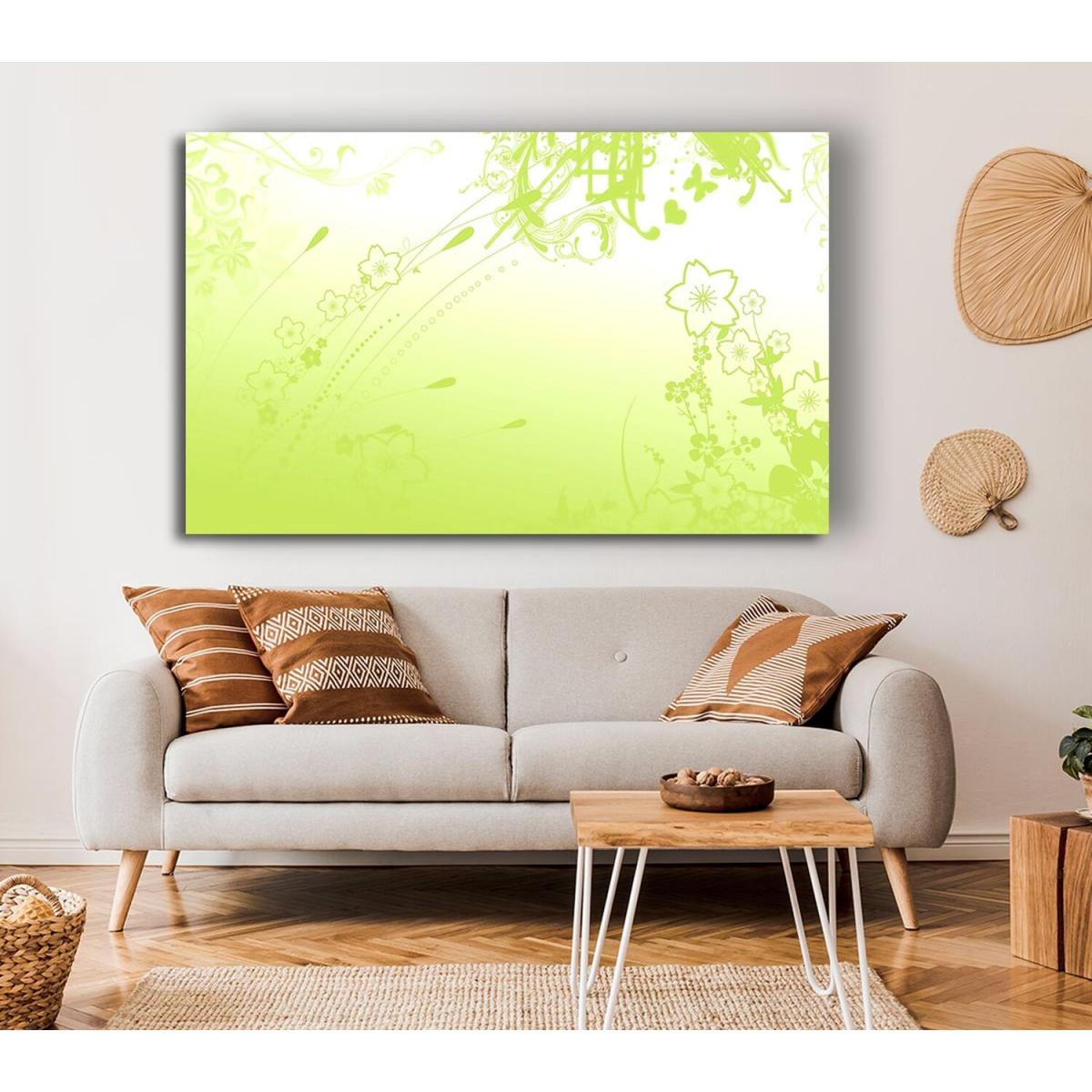 Green Flowers Canvas Print Wall Art - Yellow / 81.28cm – image 2