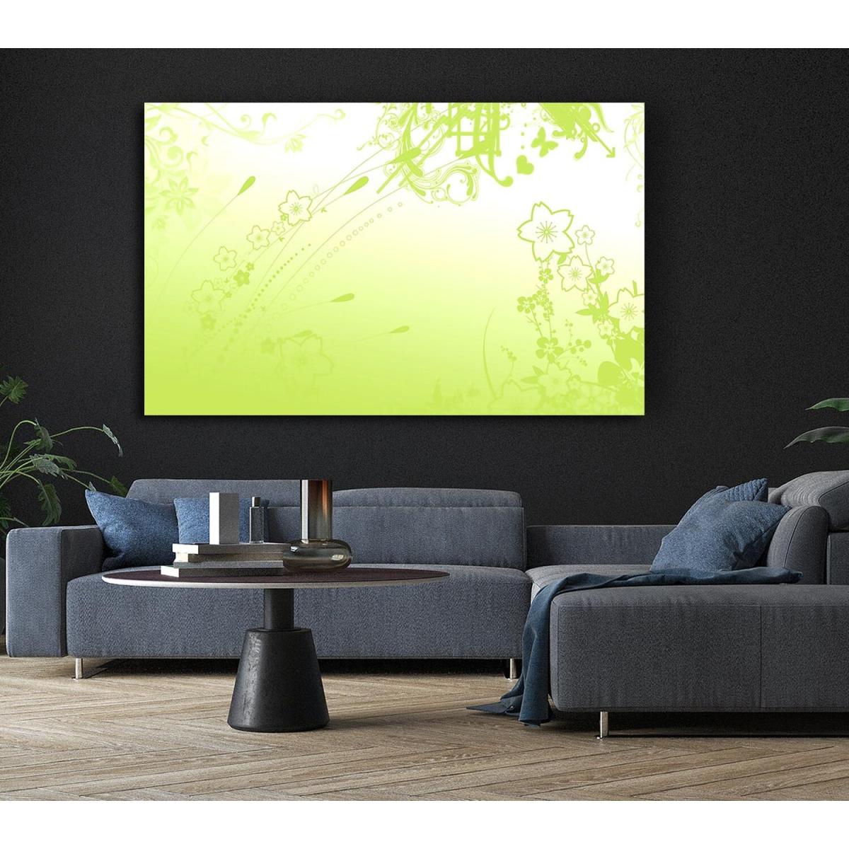 Green Flowers Canvas Print Wall Art - Yellow / 81.28cm – image 3