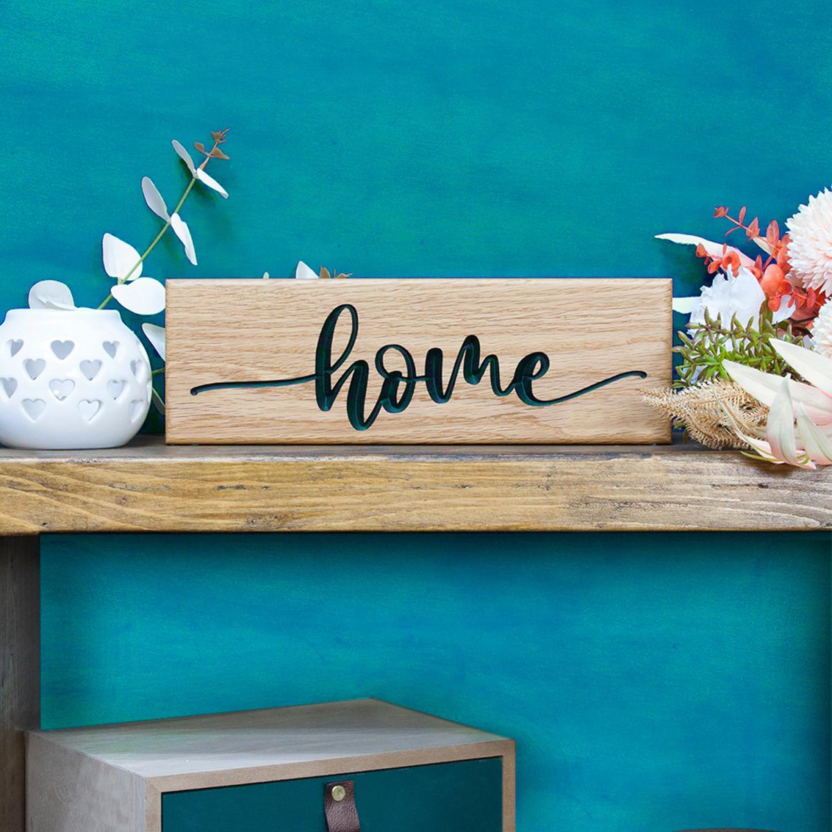 Engraved Oak Home Sign - Neutral – image 1